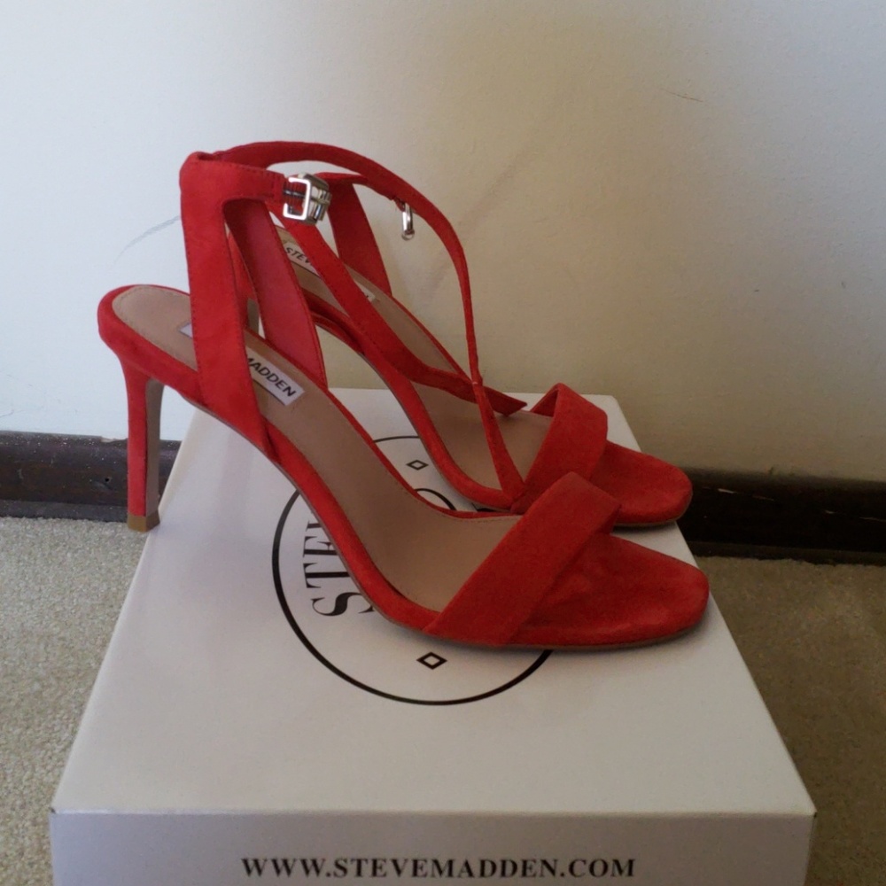 Red suede heels